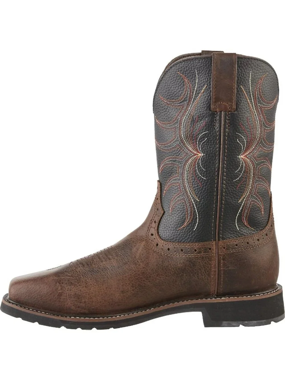Justin Waxy Brown Water Buffalo Square Toe Cowboy Boots Men's 8 EE New